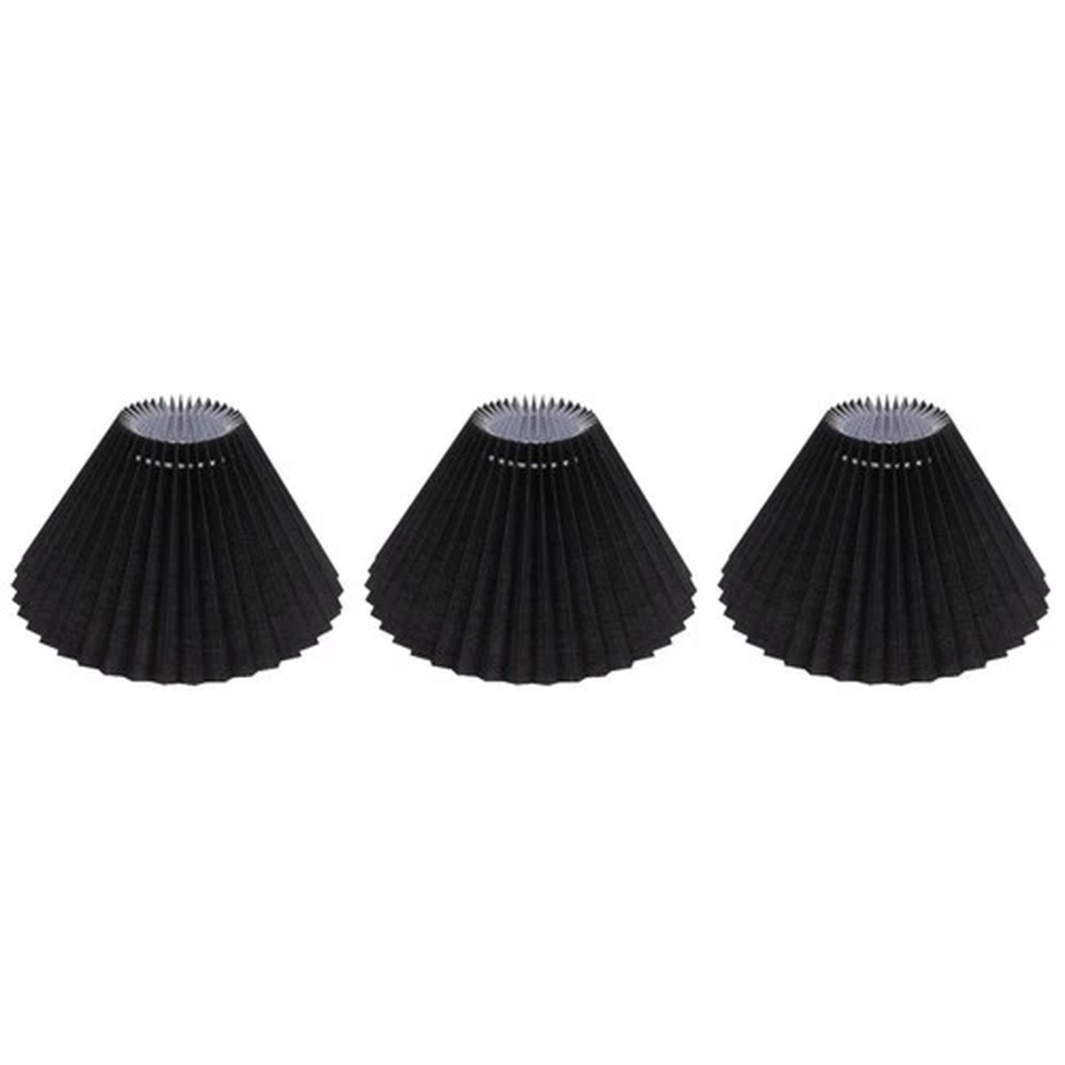 3 Pieces Pleated Pendant Lamp Shades for Table Lamps Black Lampshade