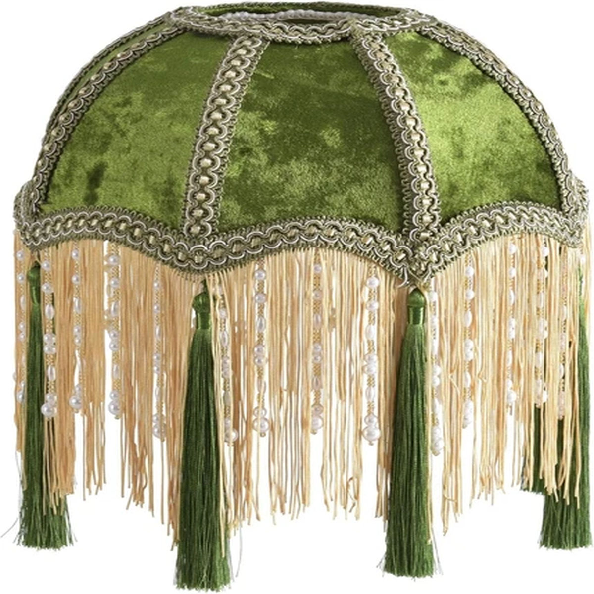 -Lampshade with Tassels, Premium Classic Victorian, Style Bell Shape Scallop Vel