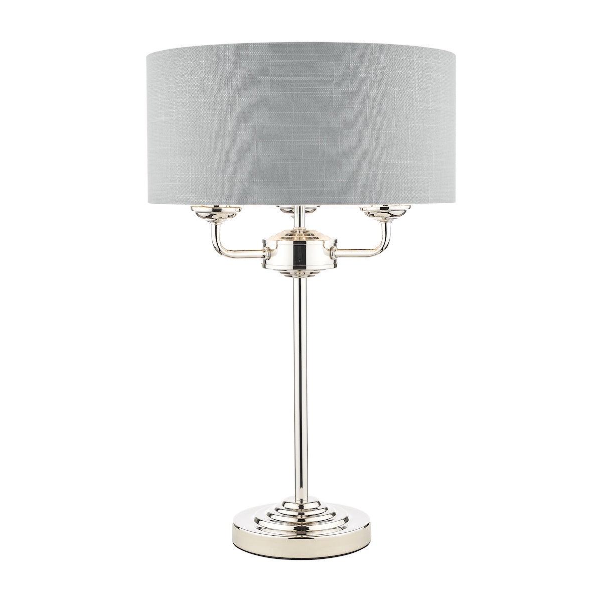 Laura Ashley Sorrento Polished Nickel 3 Light LA3718286-Q Table Lamp with Silver Shade