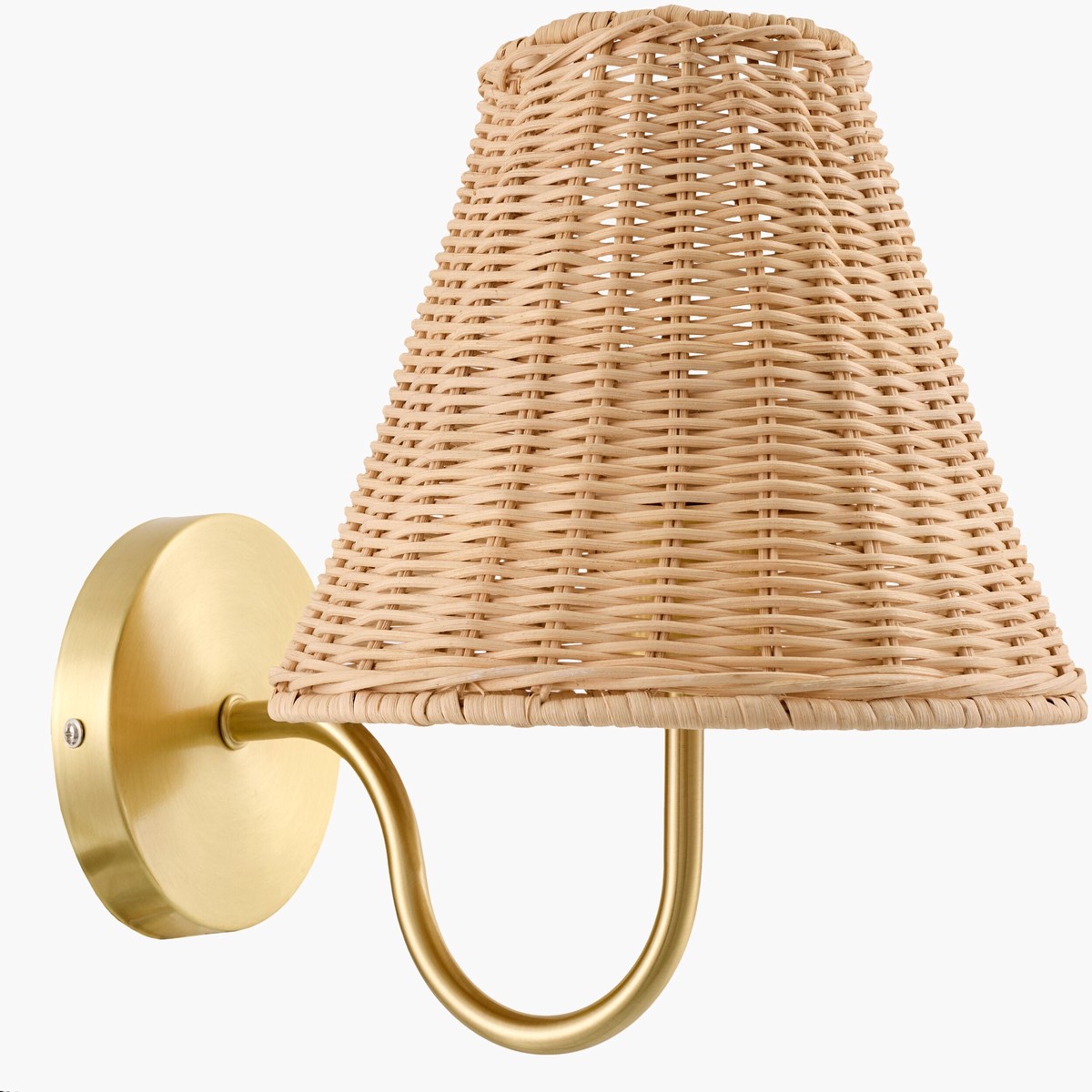 Orange Traditional Wall Sconce with rattan details for hallway or bedroom lighting