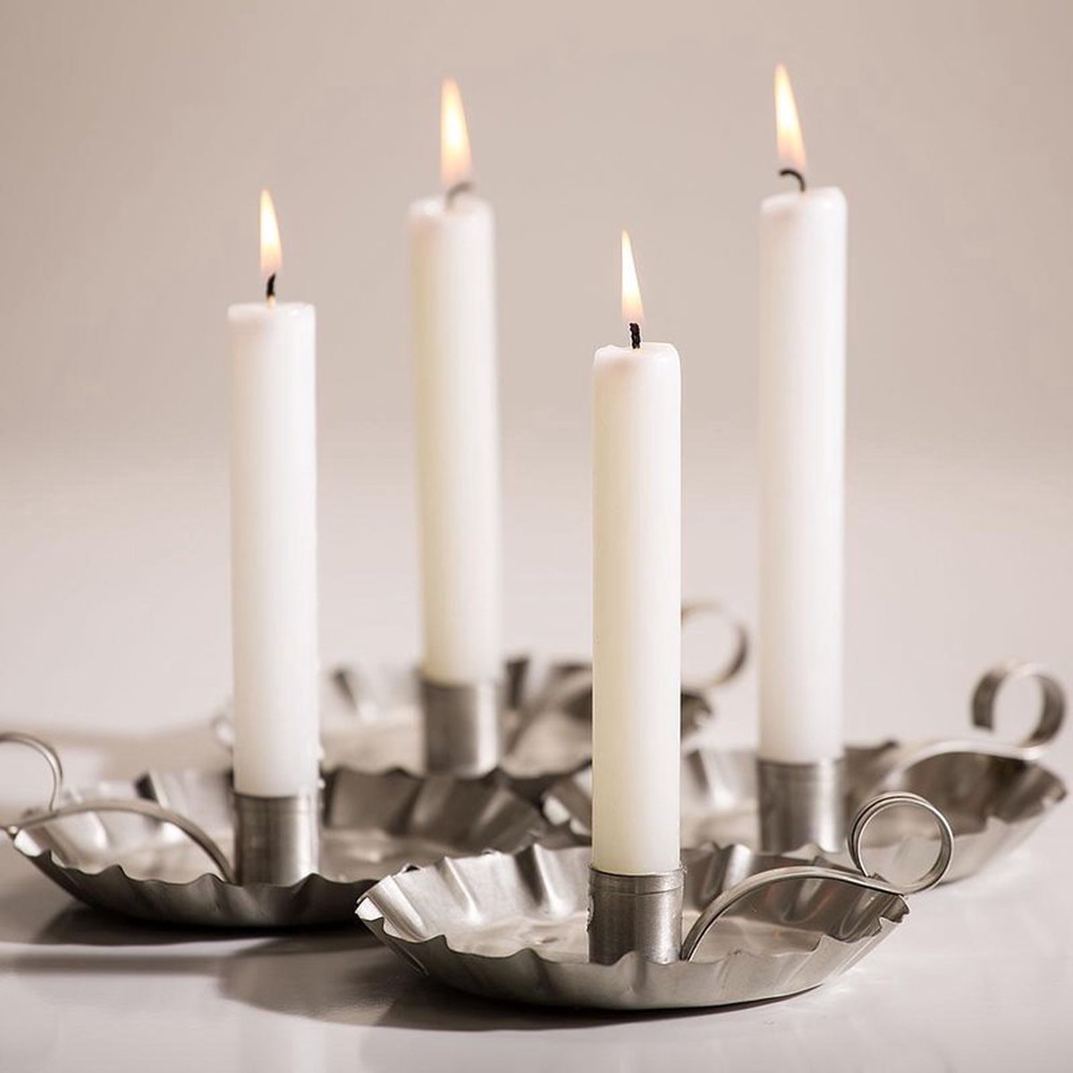 10 White Dripless Candles - Pack Of 12